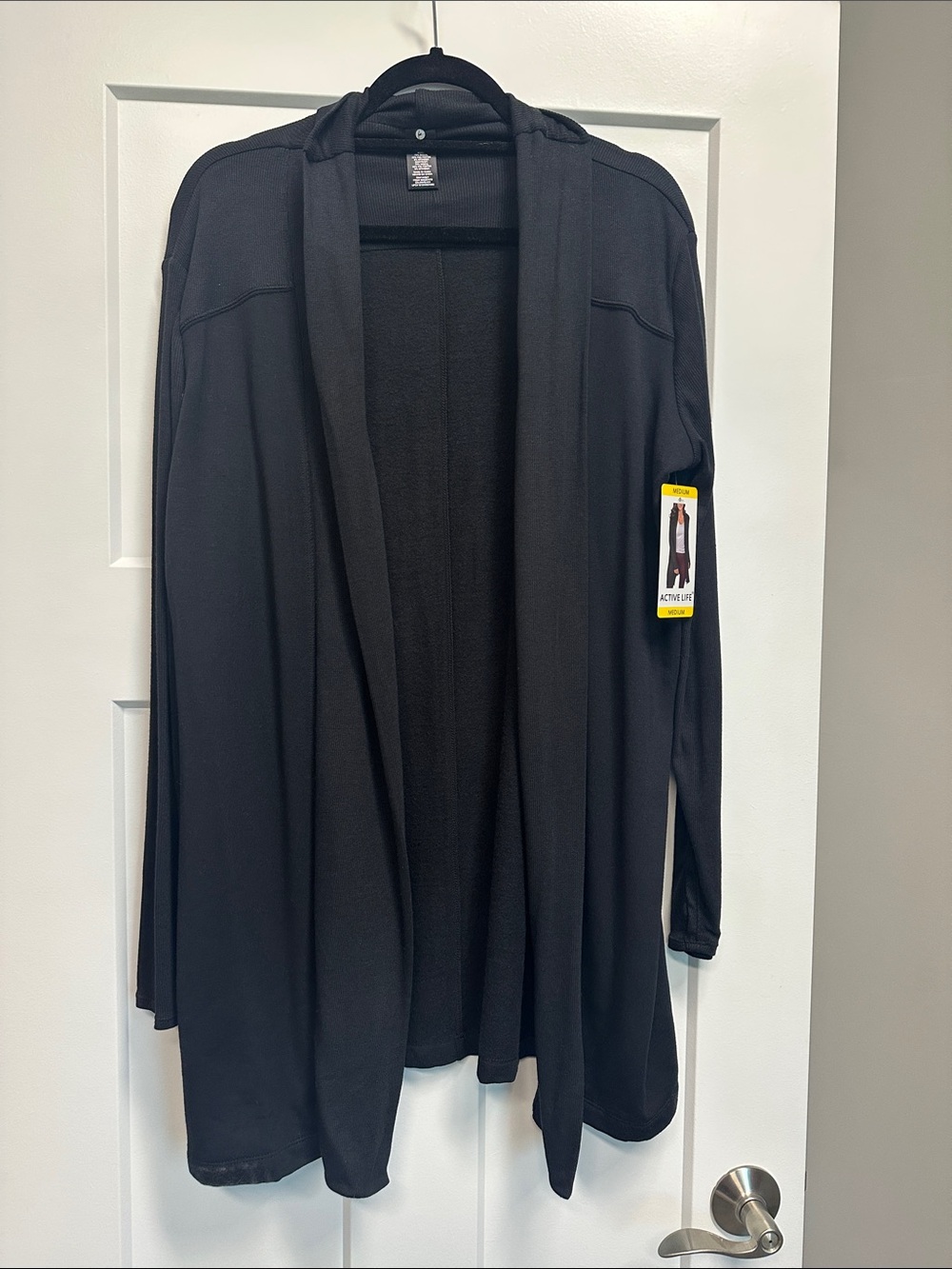 Black Open-Front Women's Cardigan Jacket Knit Material